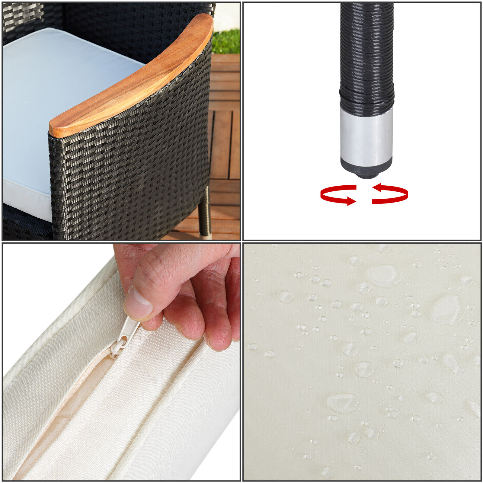 【Home&Garden】Salon de jardin en polyrotin Ensemble de jardin 8 personnes table et chaises