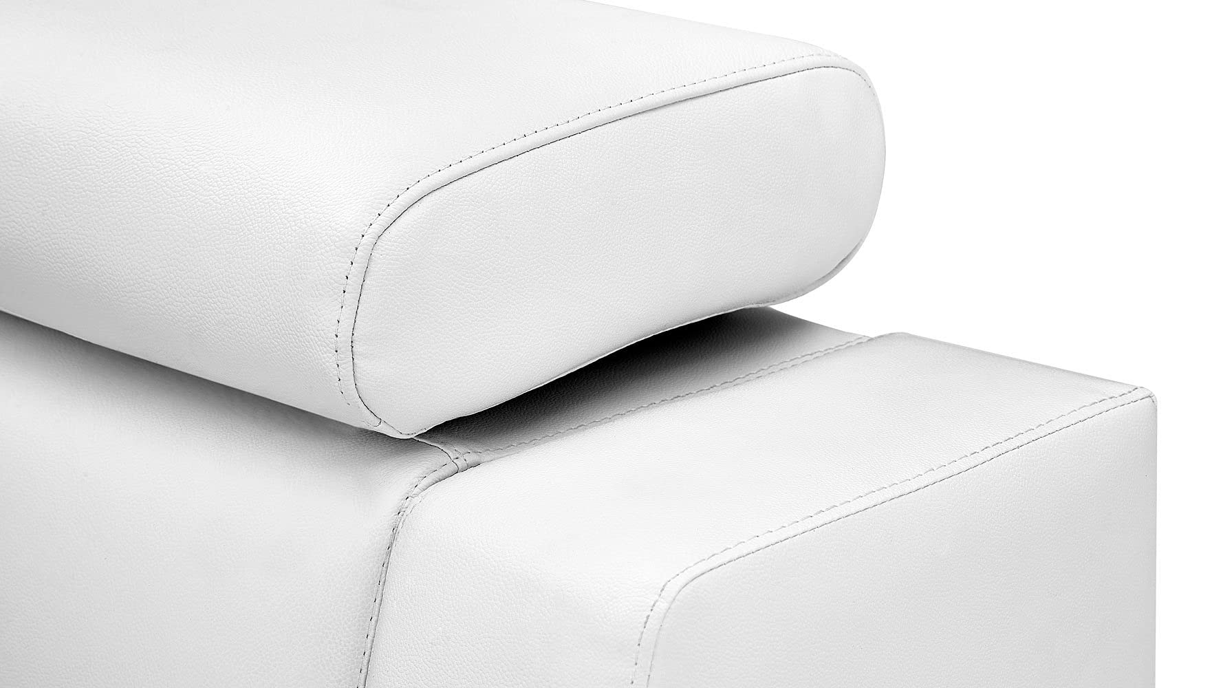 【Furniture】Hera Genuine White Leather Platform Bed with Adjustable Headrests - King