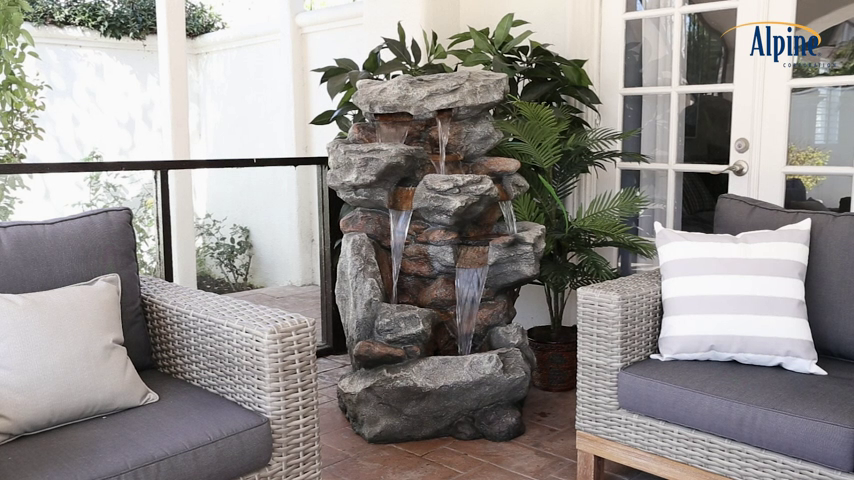 【Décor】Rainforest Rock Tiered LED Lights Floor Fountain, 33