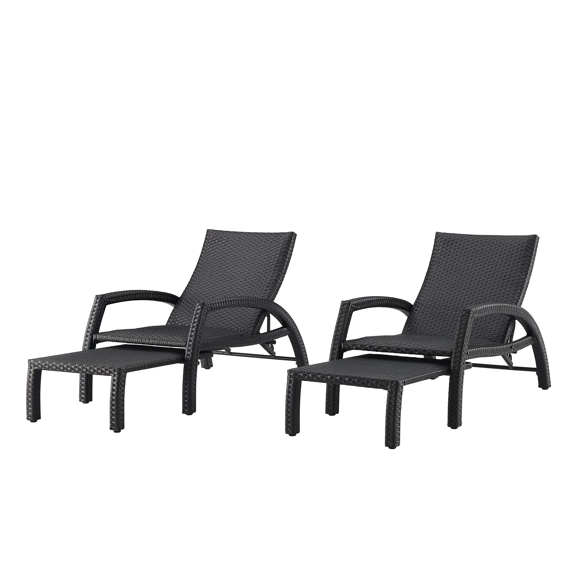 【Home&Garden】Outdoor Wicker Convertible Chaise Lounge Patio Woven Padded 2-Pack Aluminum Lounger