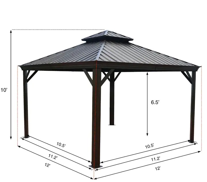 【Gazebo】Alexander 12 Ft. W X 12 Ft. D Aluminum Patio Gazebo