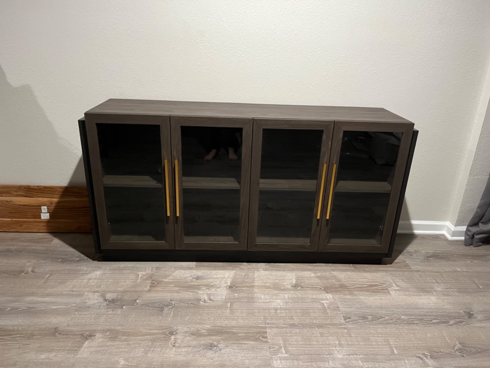 【Furniture】Sideboard Buffet Cabinet, Modern Wood Glass-Buffet-Sideboard with Storage, Console Table