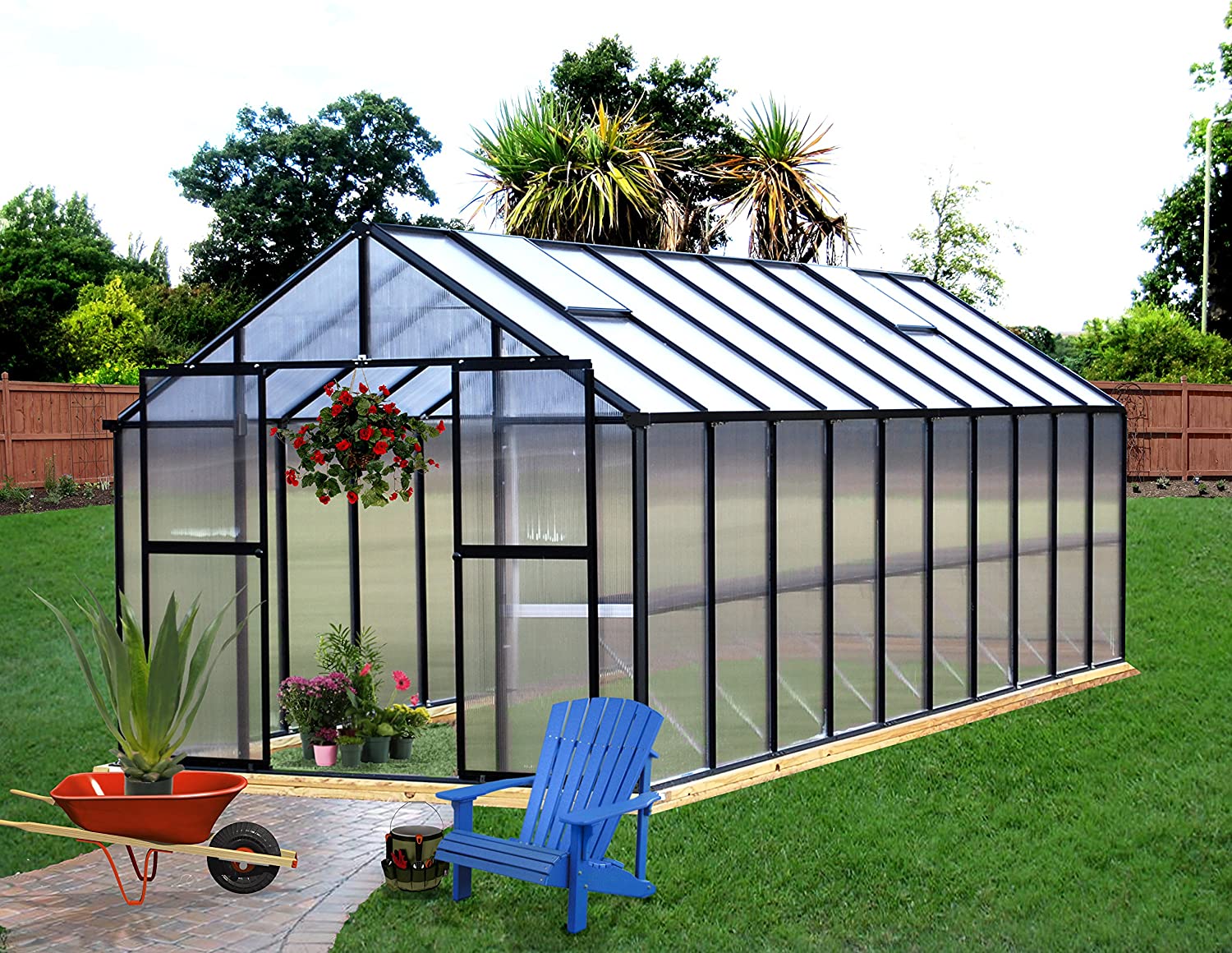 【Home&Garden】Greenhouse, 8' x 12', Black