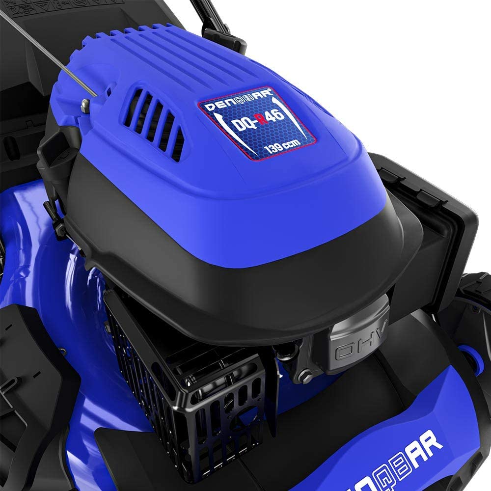 DENQBAR DQ-R46 Petrol Lawnmower (7-in-1, 46 cm Cutting Width, Mulcher, Mower, Wheel Drive with GT Gear