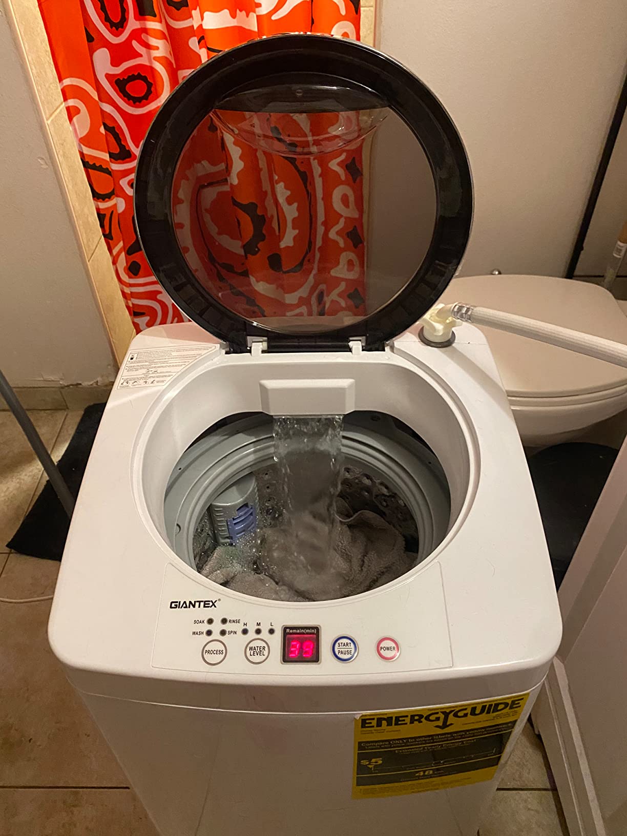 【Appliances】Giantex Portable Washing Machine, Full Automatic Washer & Dryer Combo with Built-in Pump Drain