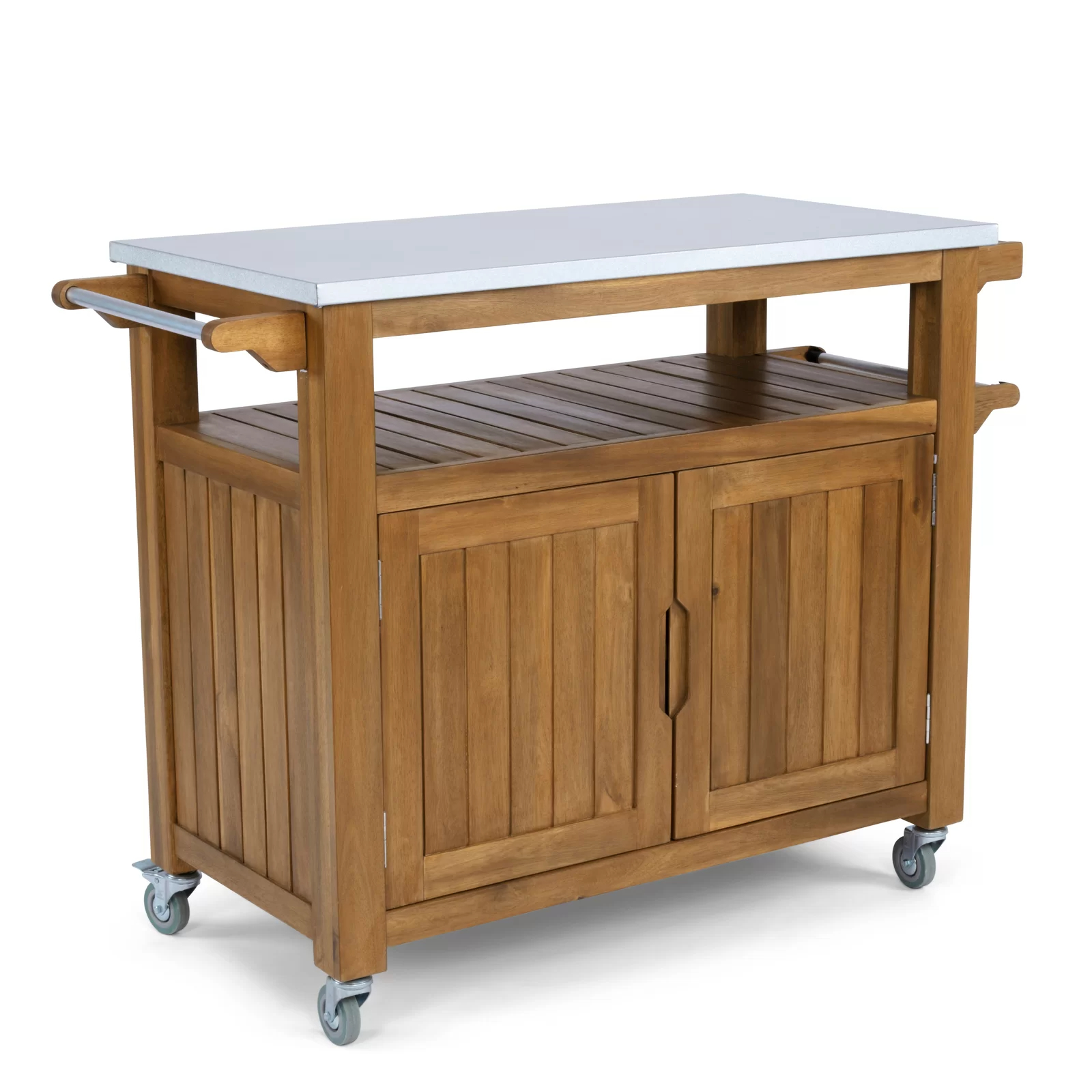 【Home&Garden】Amagansett Sand & Stable Bar Cart with Solid Wood Outer Material