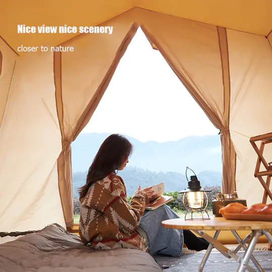 【Sports&Outdoors】Large Luxury Pyramid Family Tent Camping 5-8 Person Thick Vinyl Rainproof Windproof Fabric Hiking Tent