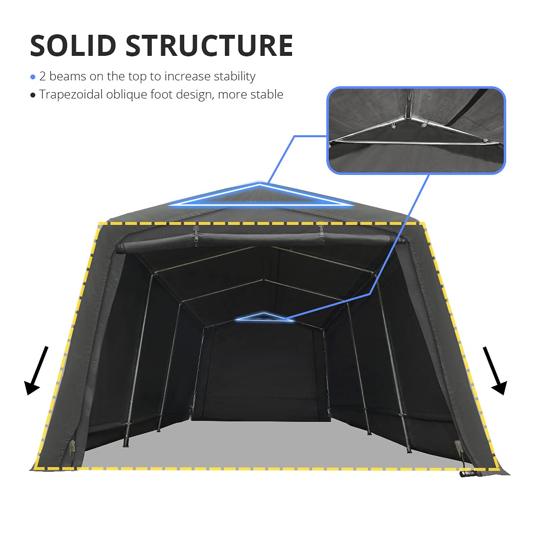 【Home&Garden】10' x 15' Heavy Duty Anti-Snow Garage, Peak Style Roof Carport Instant Garage