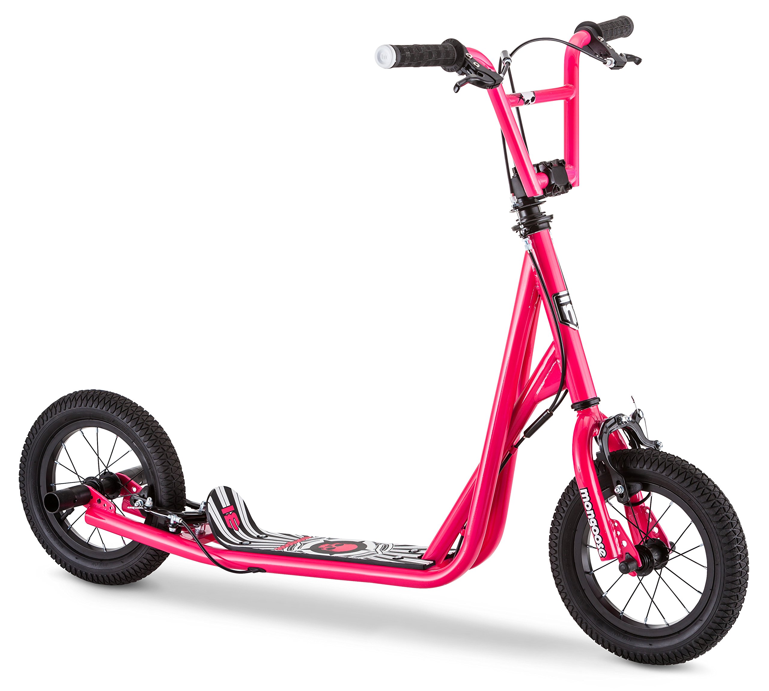 【Sports&Outdoors】Expo Youth Scooter, Front and Rear Caliper Brakes, Rear Axle Pegs, 12-Inch Inflatable Wheels