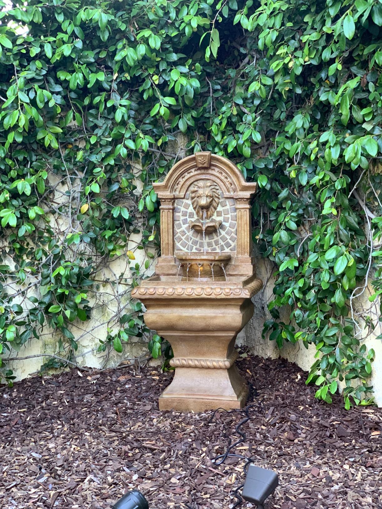 【Décor】Royal Lions Head Mediterranean Outdoor 3 Tiered Wall Water Fountain 51