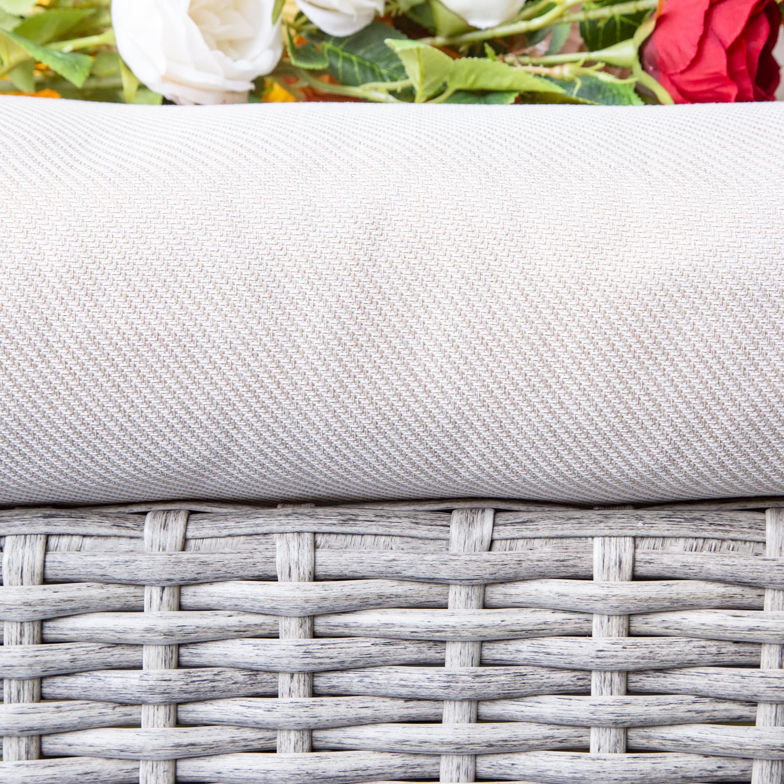 【Furniture】Outdoor Swivel Rocker Patio Chairs Sets of 2 and Matching Side Table - 3 Piece Wicker Patio Bistro Set