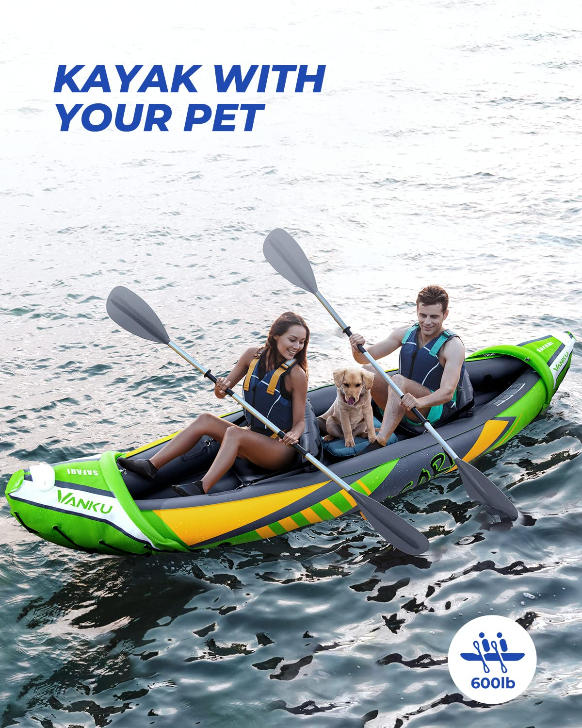 【Sports&Outdoors】Inflatable Kayak 2 Person with Sun Canopy, for Lake, Rivers, Streams