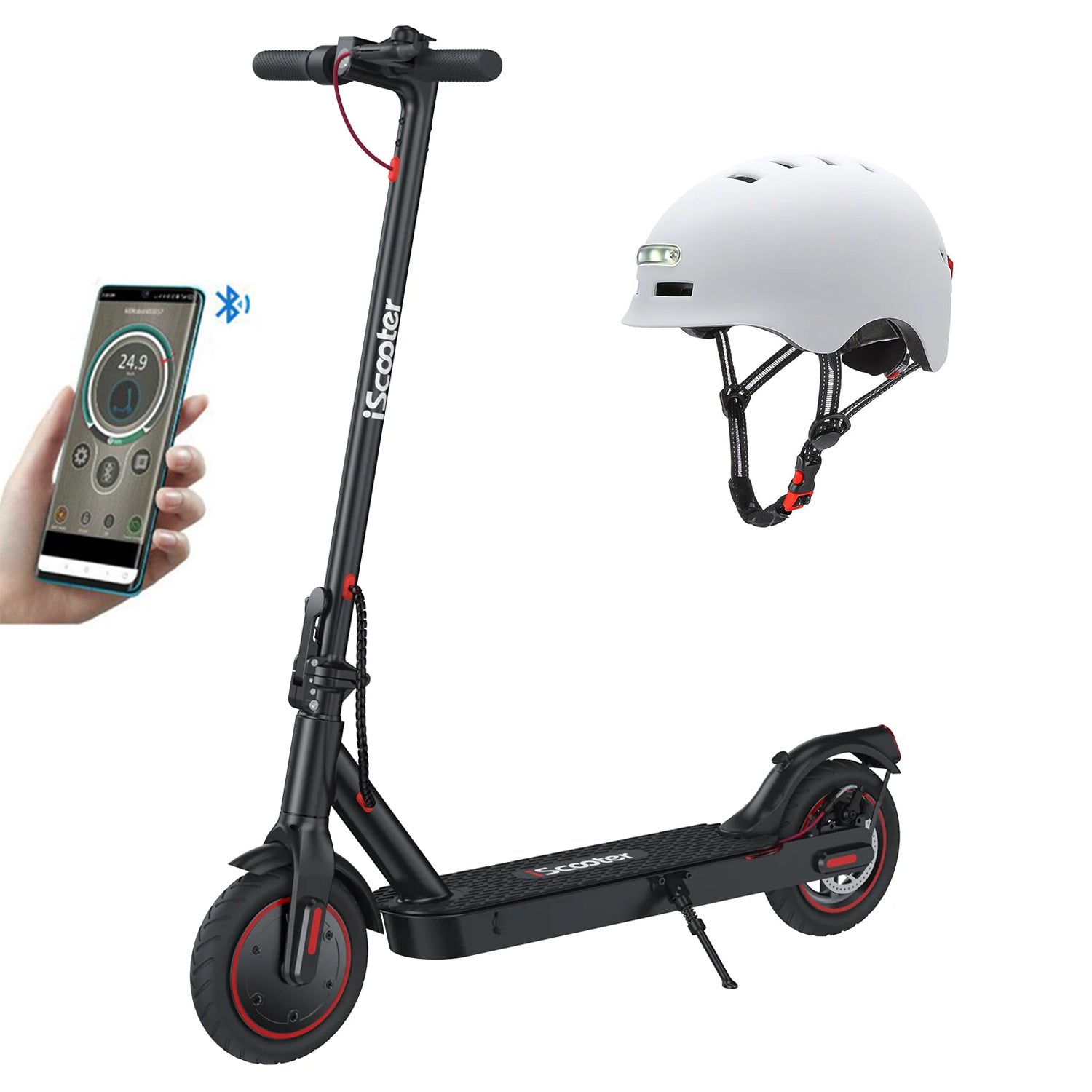 iScooter adult electric scooter, 40-45 km range, 3 speed modes, LCD display, dual brake system