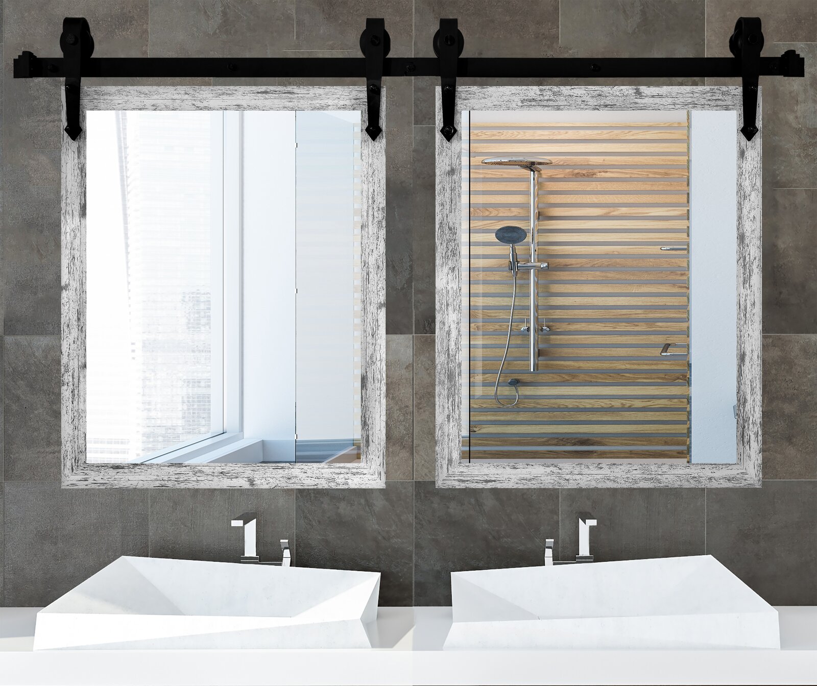 【Home Improvement】Herzberg Rectangle Wood Wall Mirror