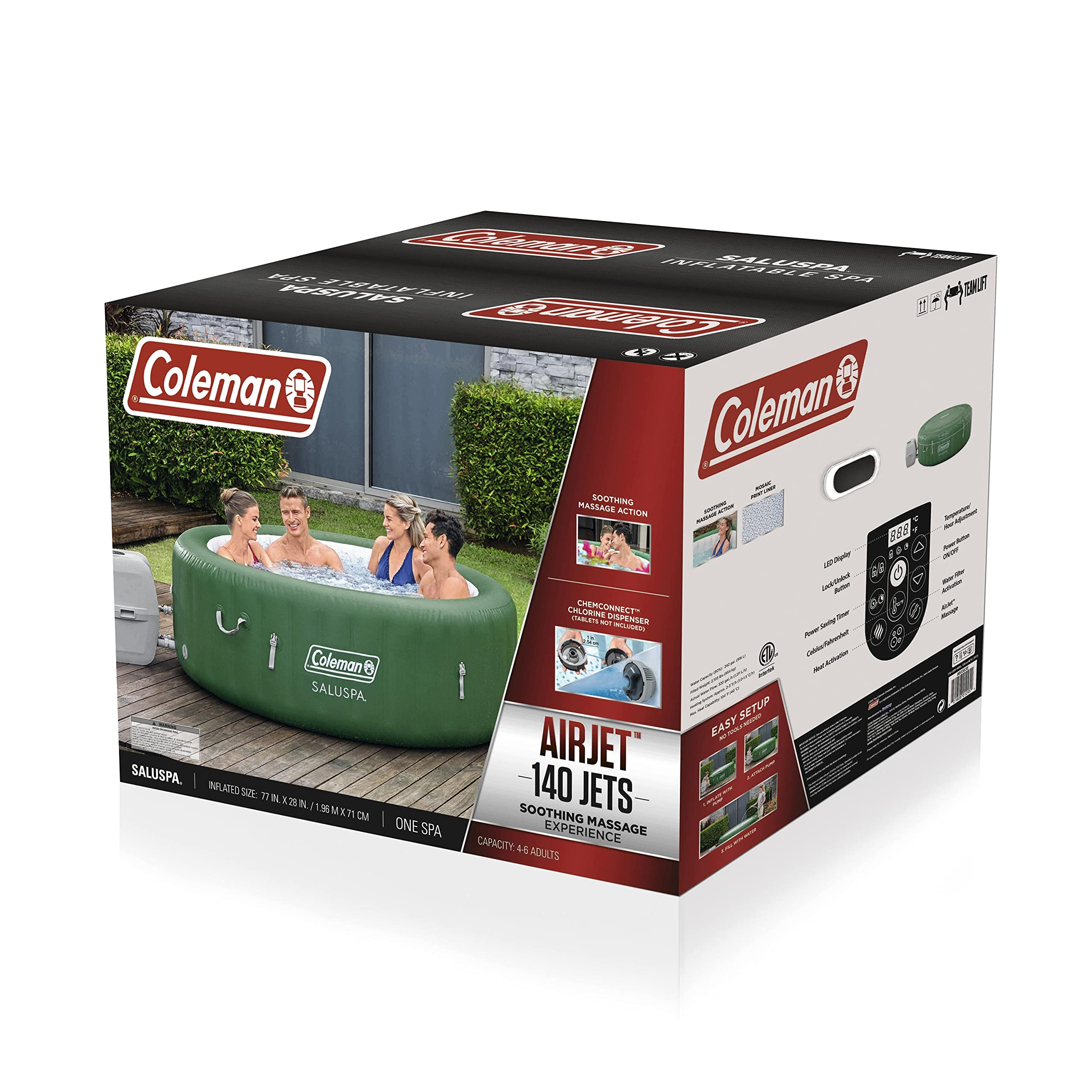 【Sports&Outdoors】Inflatable Hot Tub, Portable Hot Tub with Heated Water System & Bubble Jets