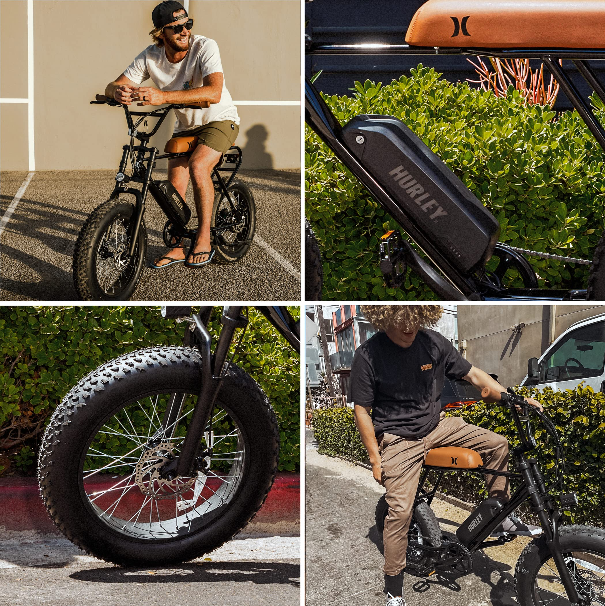 【Sports&Outdoors】Hurley Mini Swell Electric Bike, 4-Inch Wide Tires, Shimano 6-Speed E-Bike