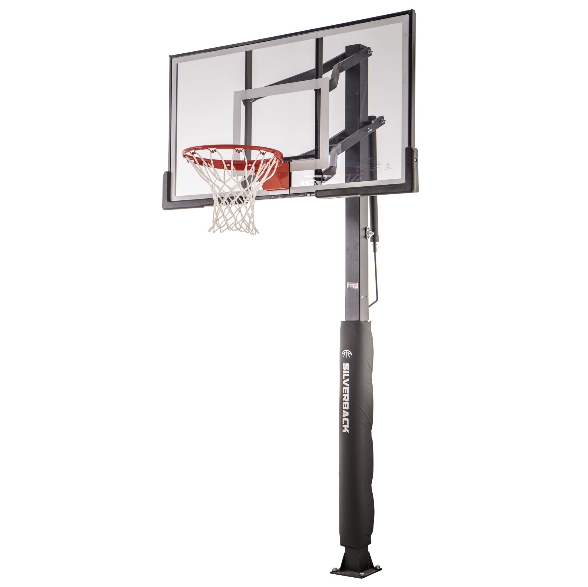 【Sports&Outdoors】Silverback In-Ground Basketball Hoop with Adjustable-Height Tempered Glass Basketball Goal Backboard