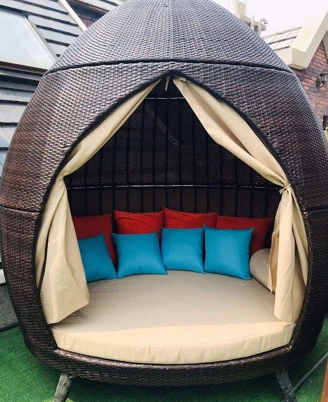 【Home&Garden】Vacation beach bed rattan bed terrace sun bed outdoor leisure birdcage sofa outdoor