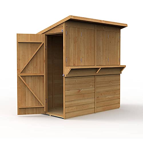 【Home&Garden】【BS】Outdoor Garden Bar, 6' x 3' Forest Wooden Shiplap Pent Garden Bar