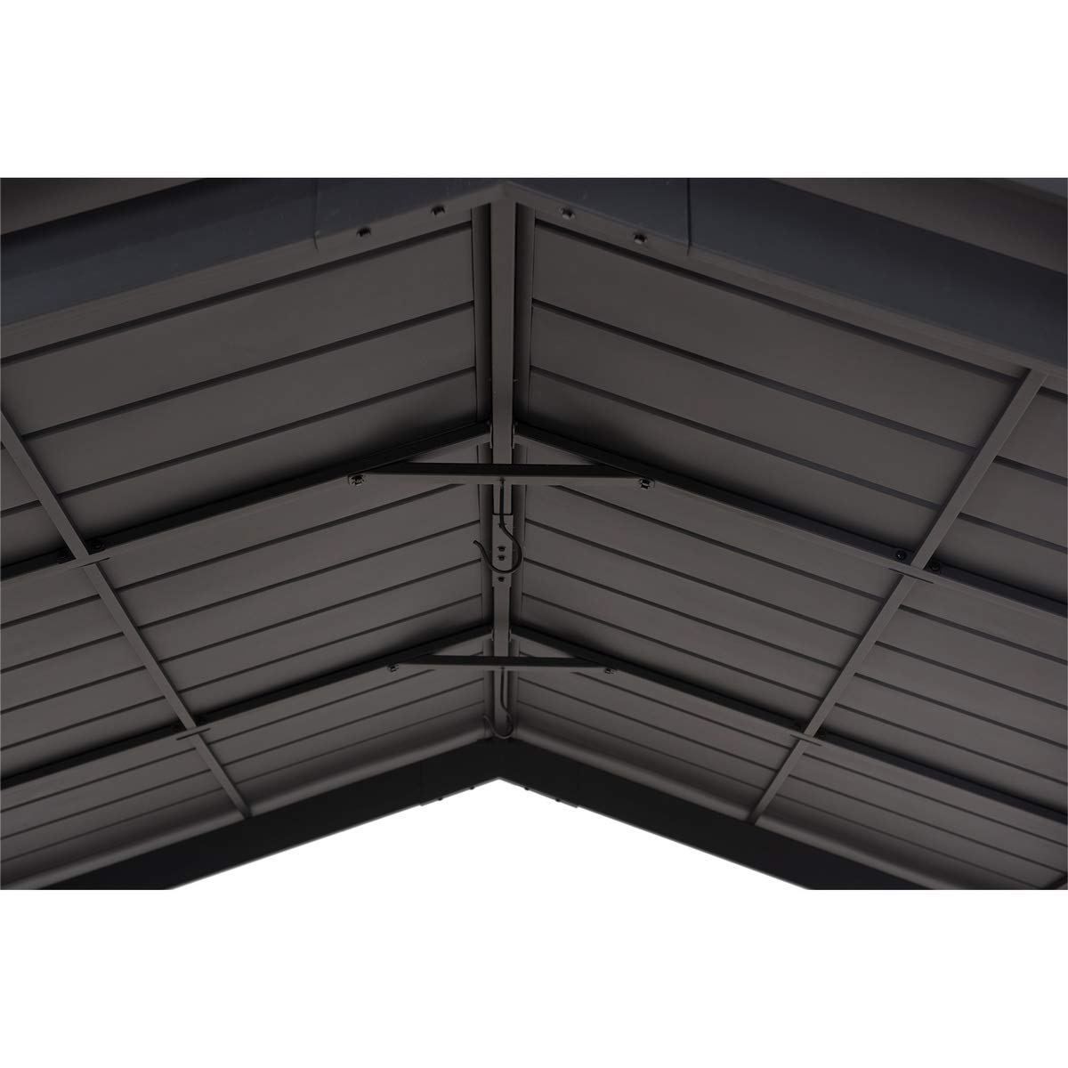 【Gazebo】11x13 Outdoor Cedar Frame Wood Gazebo with Black Steel Hardtop Roof for Patio, Garden, Backyard