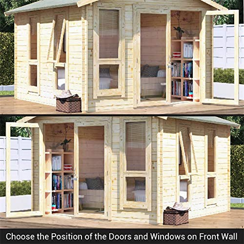 【Home&Garden】12x10 Log Cabin Summerhouse | Apex Tongue & Groove Log Cabin | Floor, Roof & Felt Included