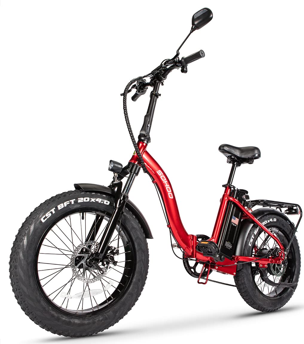 【Sports&Outdoors】Adult Step-Over & Step-Thru Folding Fat Tire E-Bike Mountain Electric Bicycle
