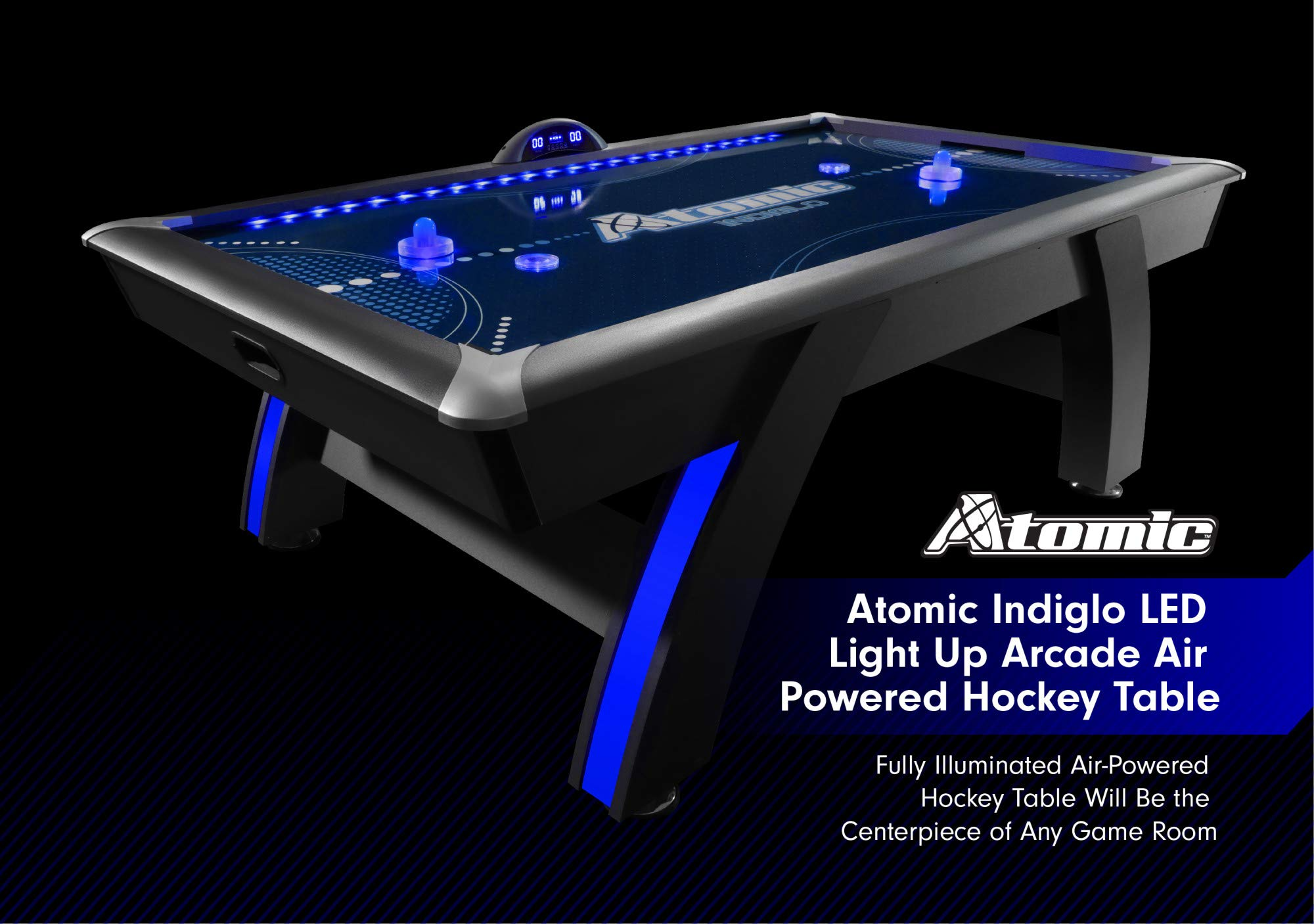 【Sports&Outdoors】7.5 ft LED Light UP Arcade Air Powered Hockey Tables - Includes Light UP Pucks & Pushers