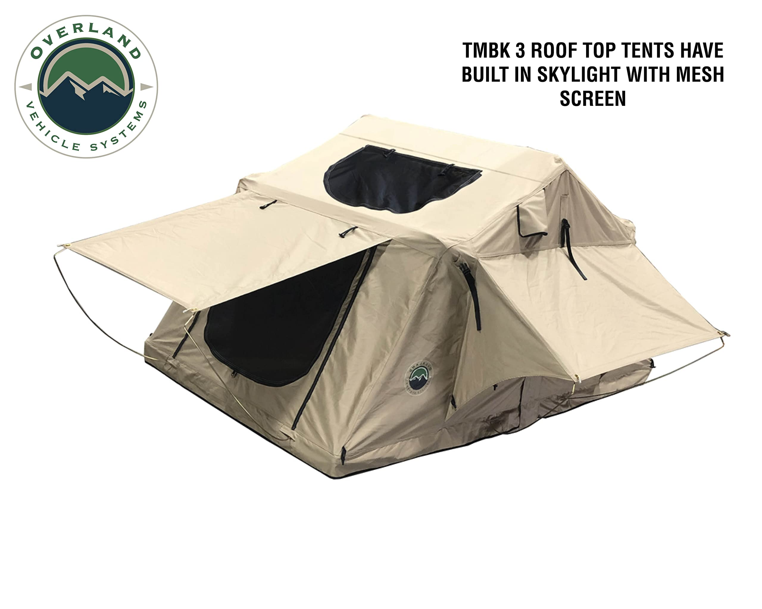 【Sports&Outdoors】3 Person Roof Top Tent with Rain Fly Tan Base & Green Rainfly