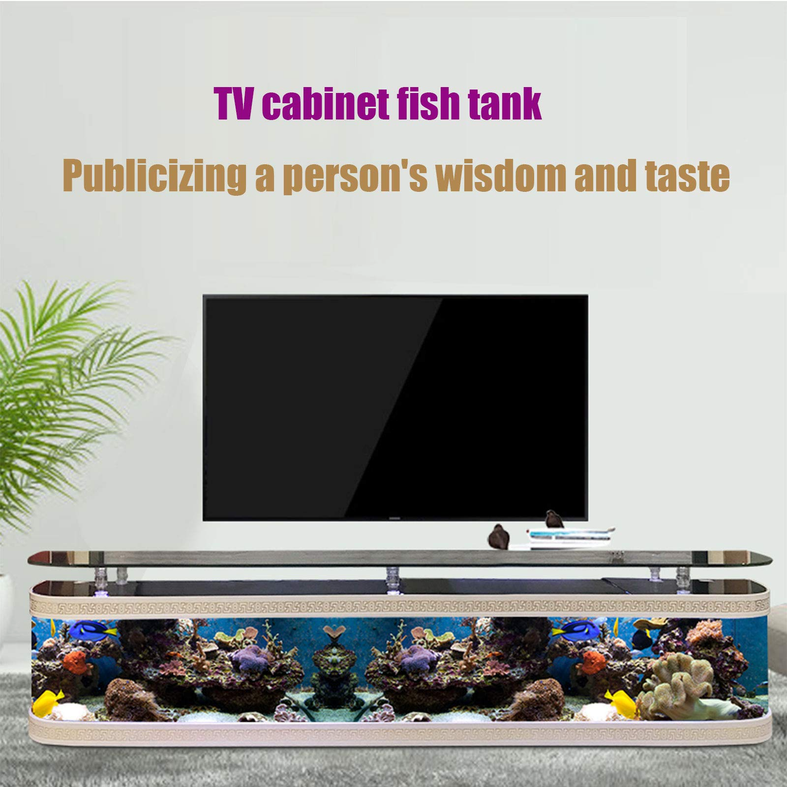 【Pet】Living Room Background Wall TV Cabinet Ecological Fish Tank Square Aquarium Glass Coffee Table