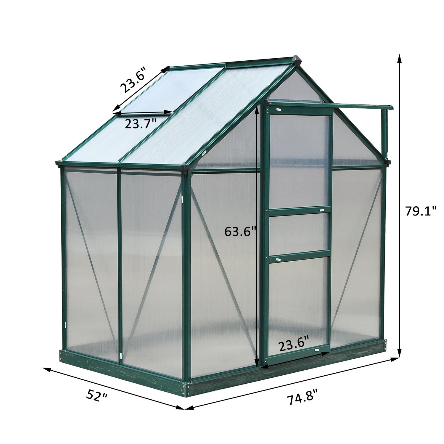 【Home&Garden】6'x4'x7' Polycarbonate Greenhouse Walk-in Plant Greenhouse for Backyard/Outdoor
