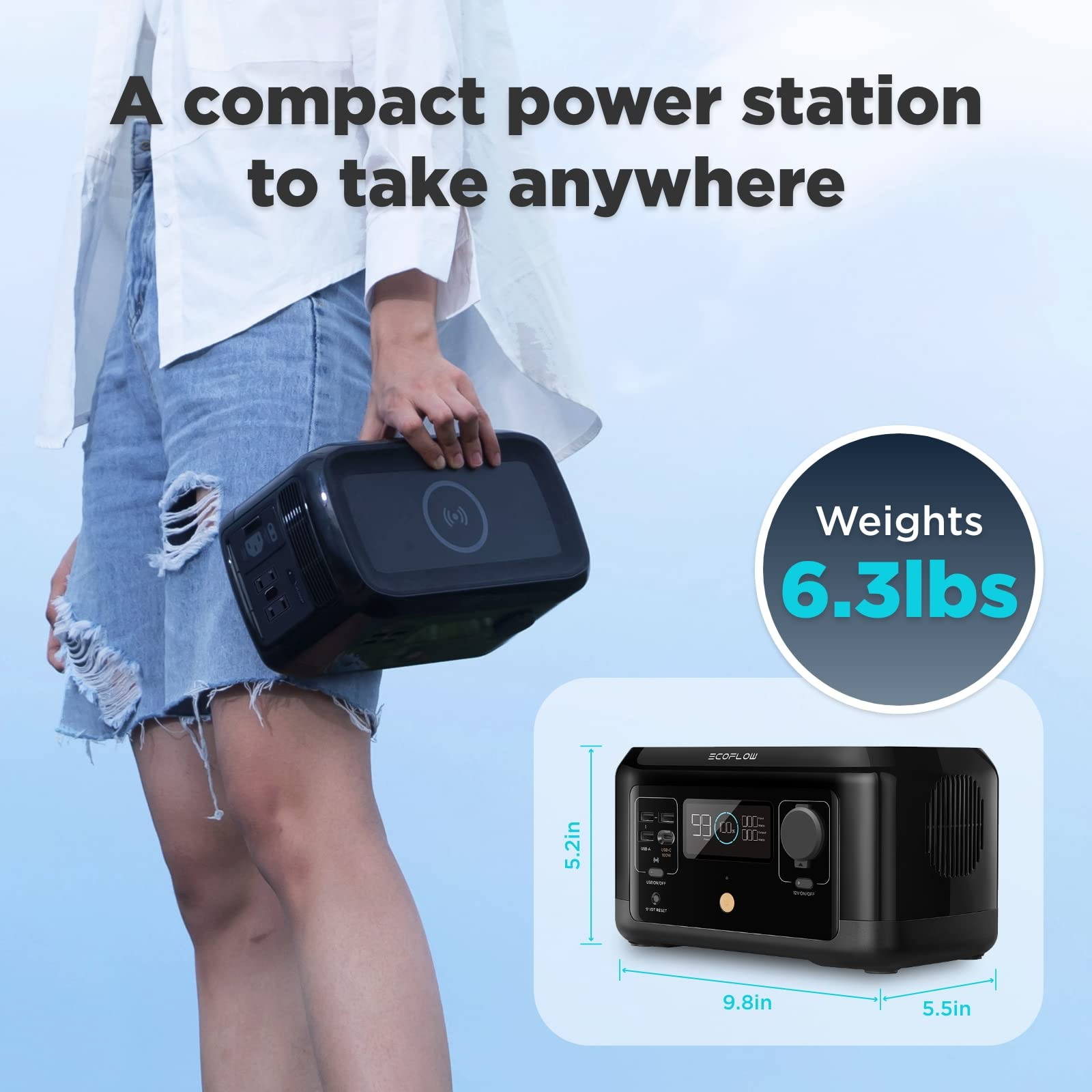 【Appliances】River Mini (Wireless) 210Wh Portable Power Station, Fast Charging, Sports AC, DC