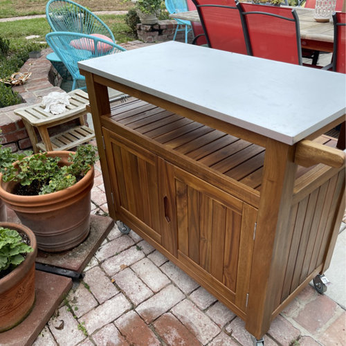 【Home&Garden】Amagansett Sand & Stable Bar Cart with Solid Wood Outer Material