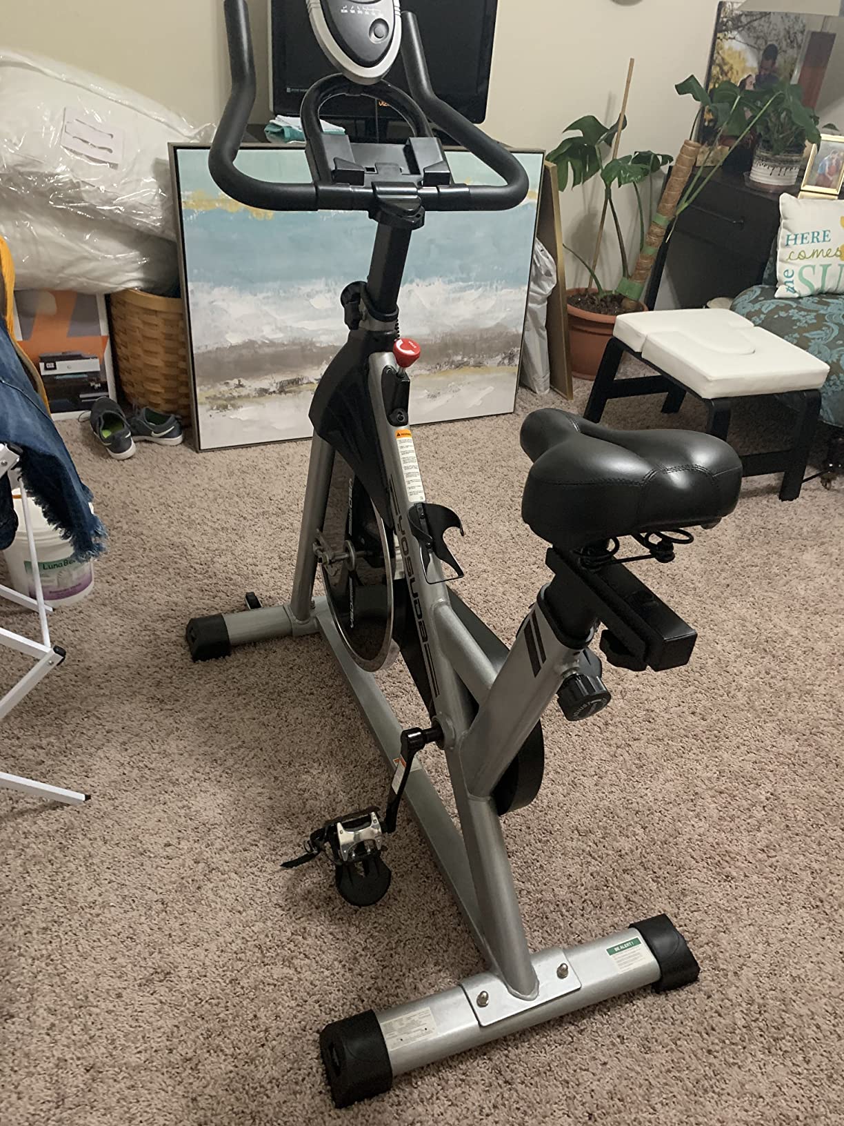 【Sports&Outdoors】Indoor Cycling Bike Stationary Bike - Cycle Bike with Ipad Mount & Comfortable Seat Cushion