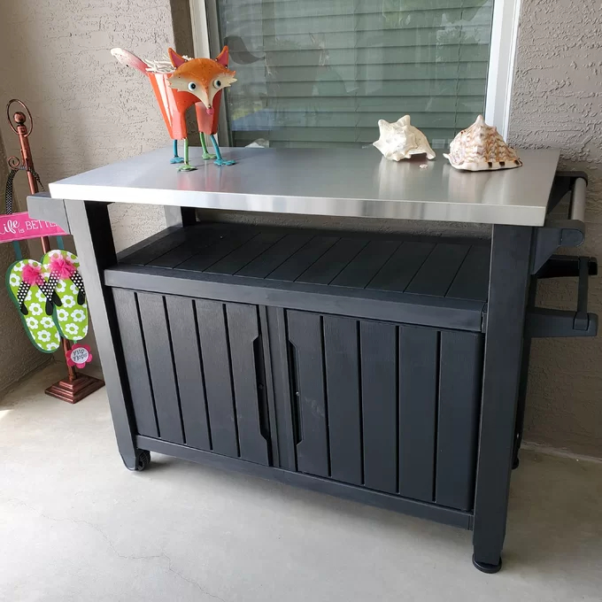 【Home&Garden】Arrilla Winston Porter Bar Cart Made of Durable Wood-look Resin And Stainless Steel Countertop