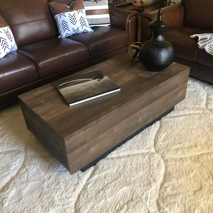 【Furniture】Kianna Lift Top Block Coffee Table with Storage