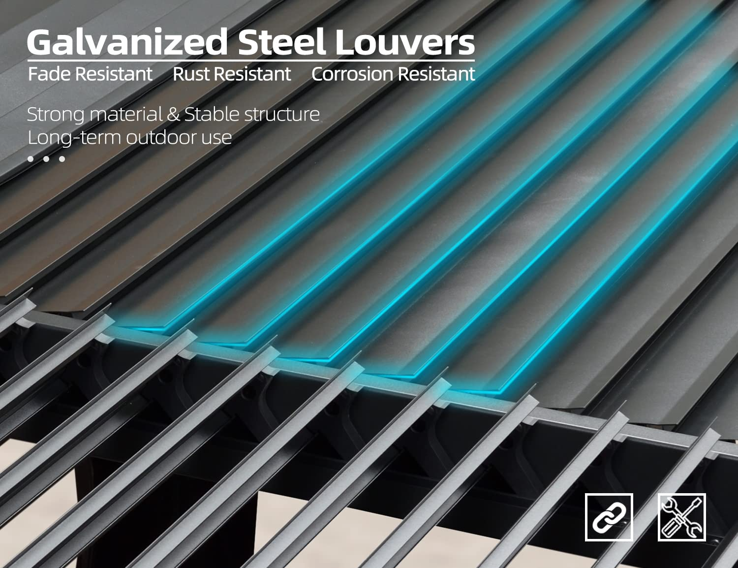 【Home&Garden】Outdoor Louvered Pergola 10'x13' Adjustable Metal Roof Hardtop Gazebo