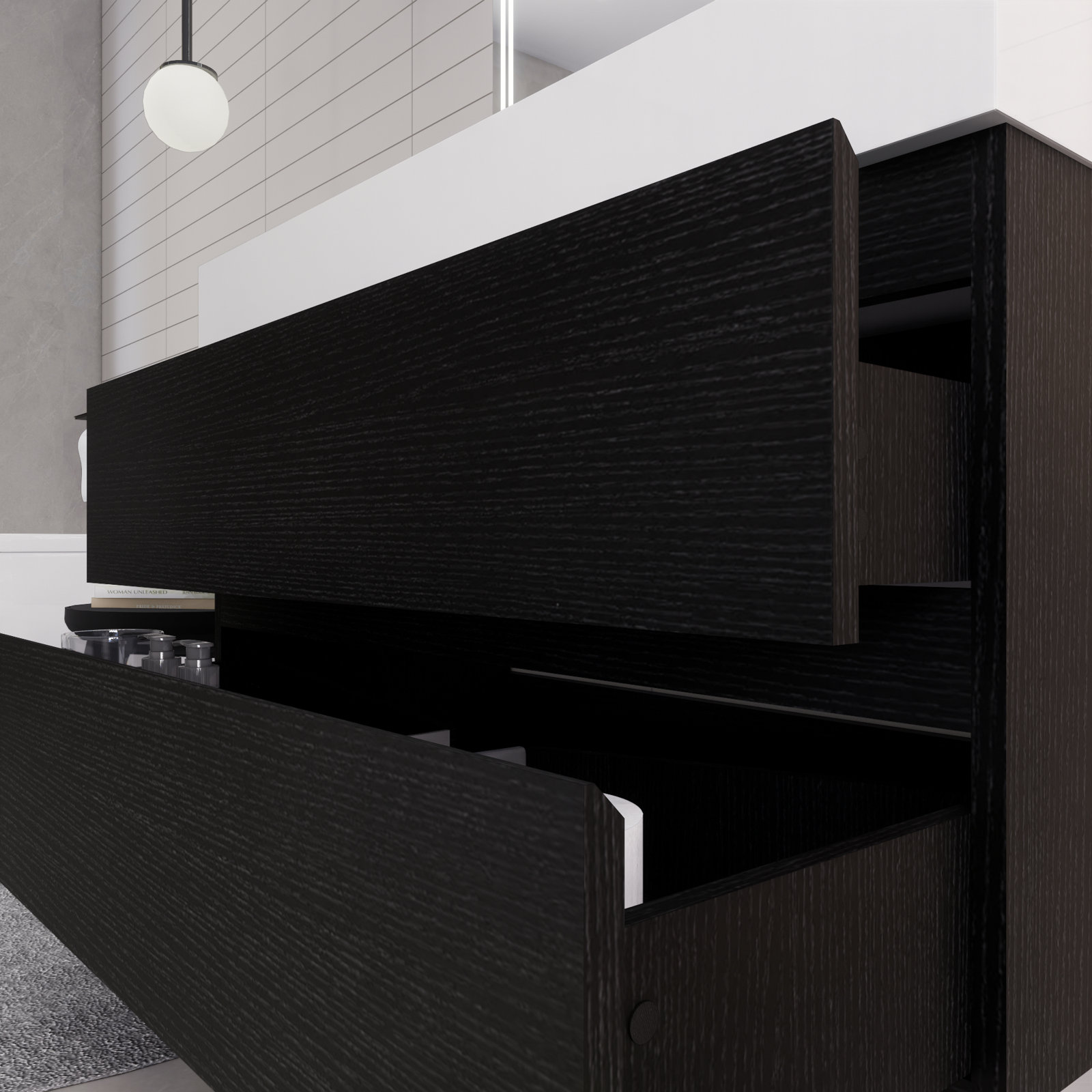 【Home Improvement】Newbold 42'' Wall-Mounted Single Bathroom Vanity Set