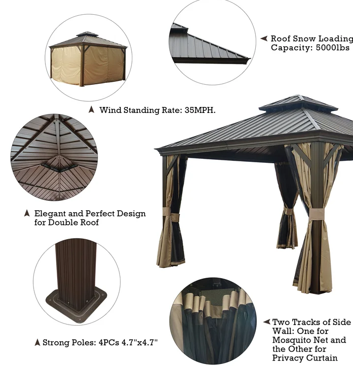 【Gazebo】Alexander 12 Ft. W X 12 Ft. D Aluminum Patio Gazebo