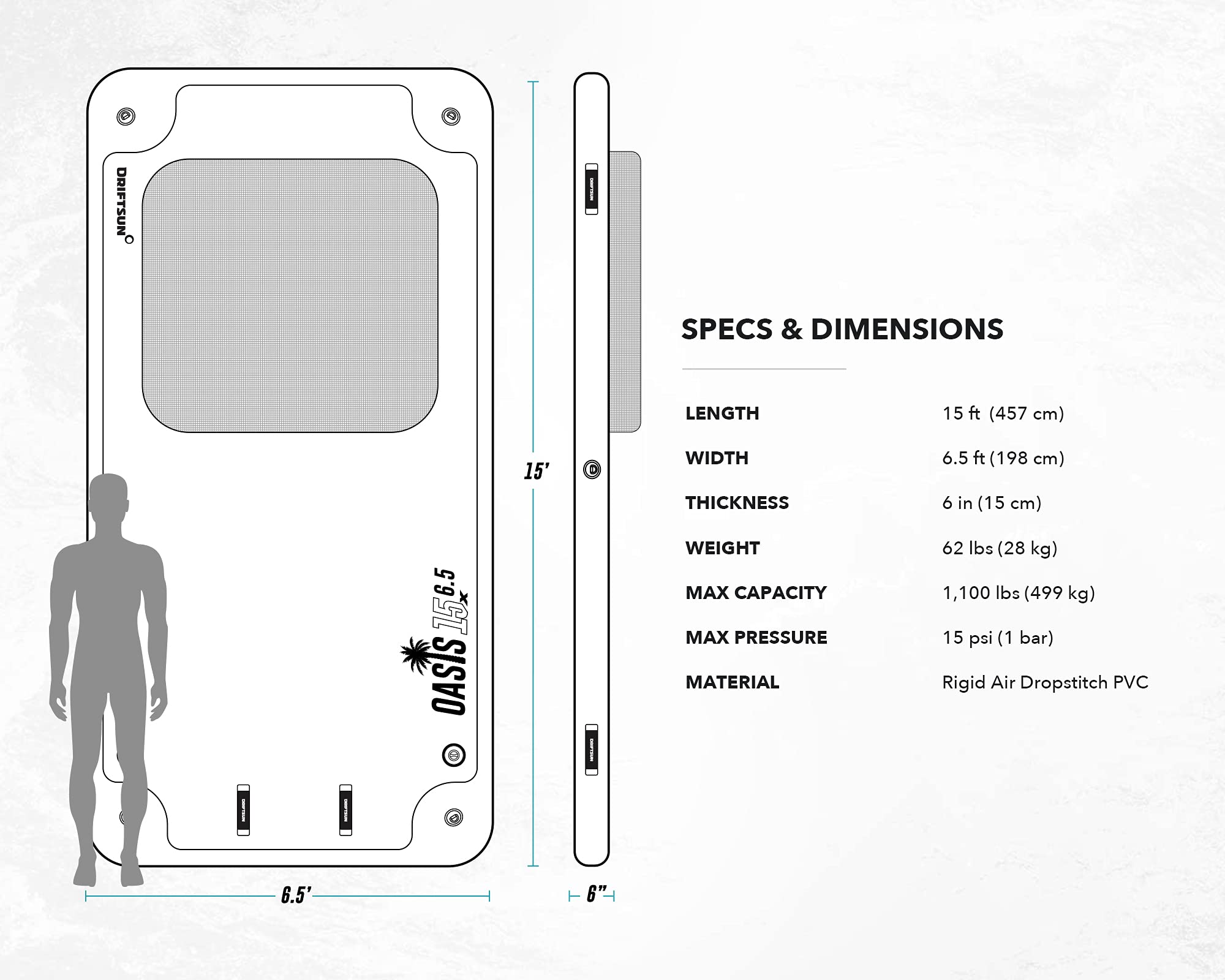 【Sports&Outdoors】Inflatable Floating Dock Platform - 15x6.5ft Mesa Dock with Water Hammock, Floating Docks