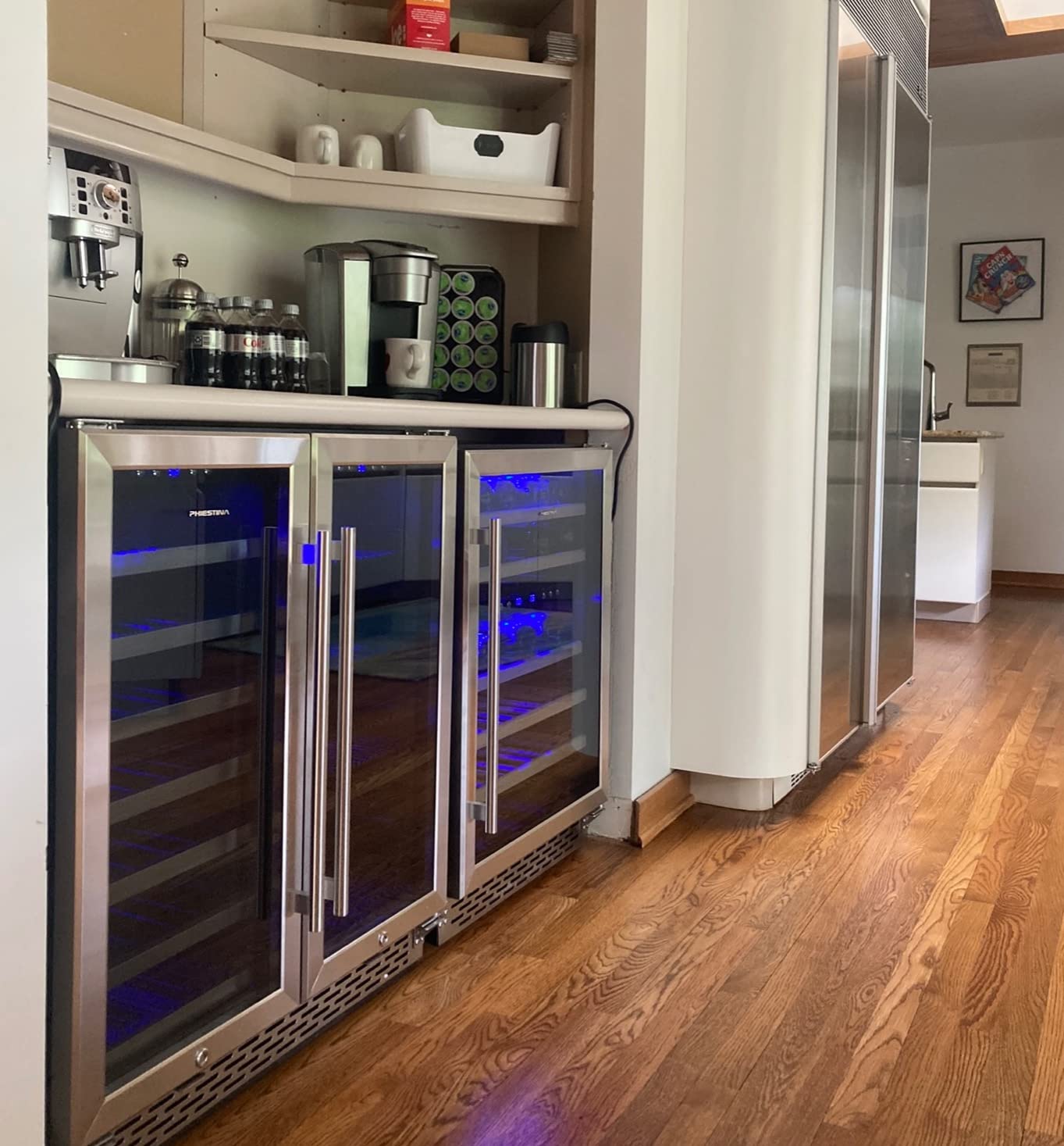 【Appliances】Phiestina 24 Inch Under Counter Wine Cooler - 46 Bottle Built-In Dual Zone Compressor Wine Refrigerator