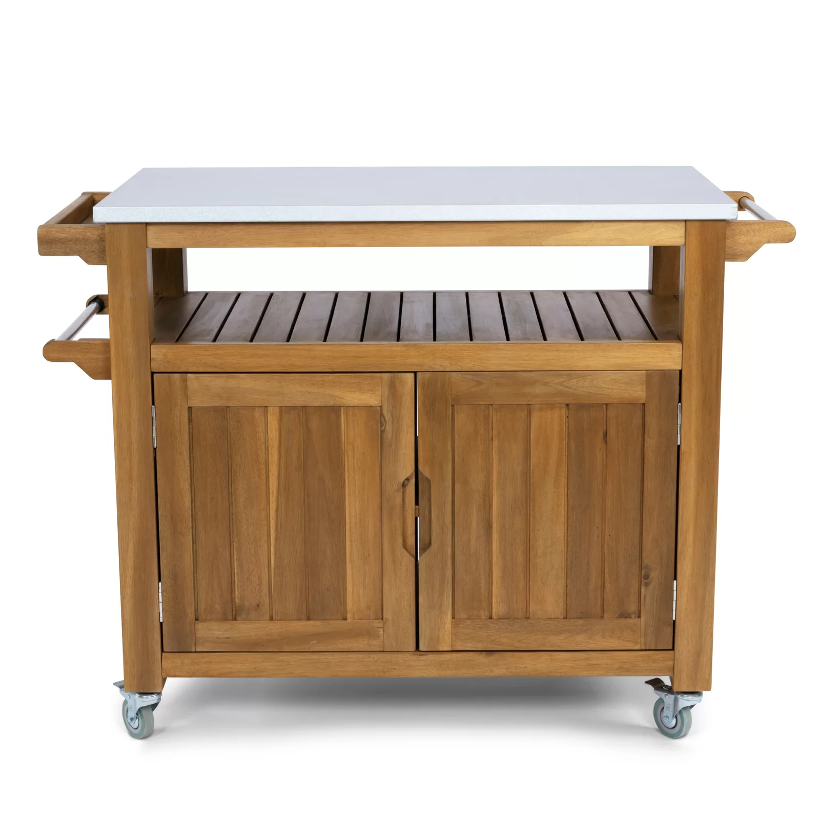 【Home&Garden】Amagansett Sand & Stable Bar Cart with Solid Wood Outer Material