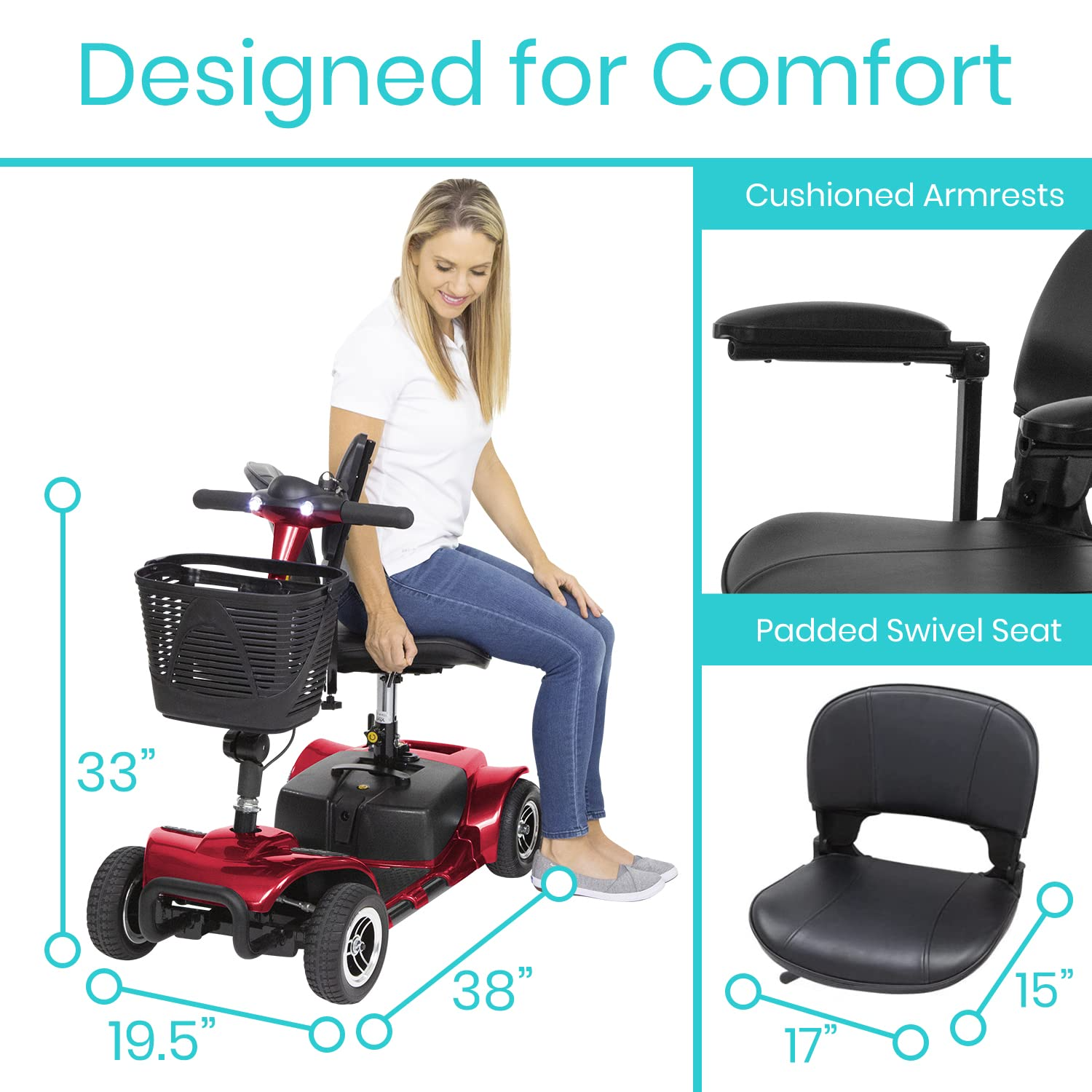 【Sports&Outdoors】Vive 4 Wheel Mobility Scooter - Electric Powered Wheelchair Device