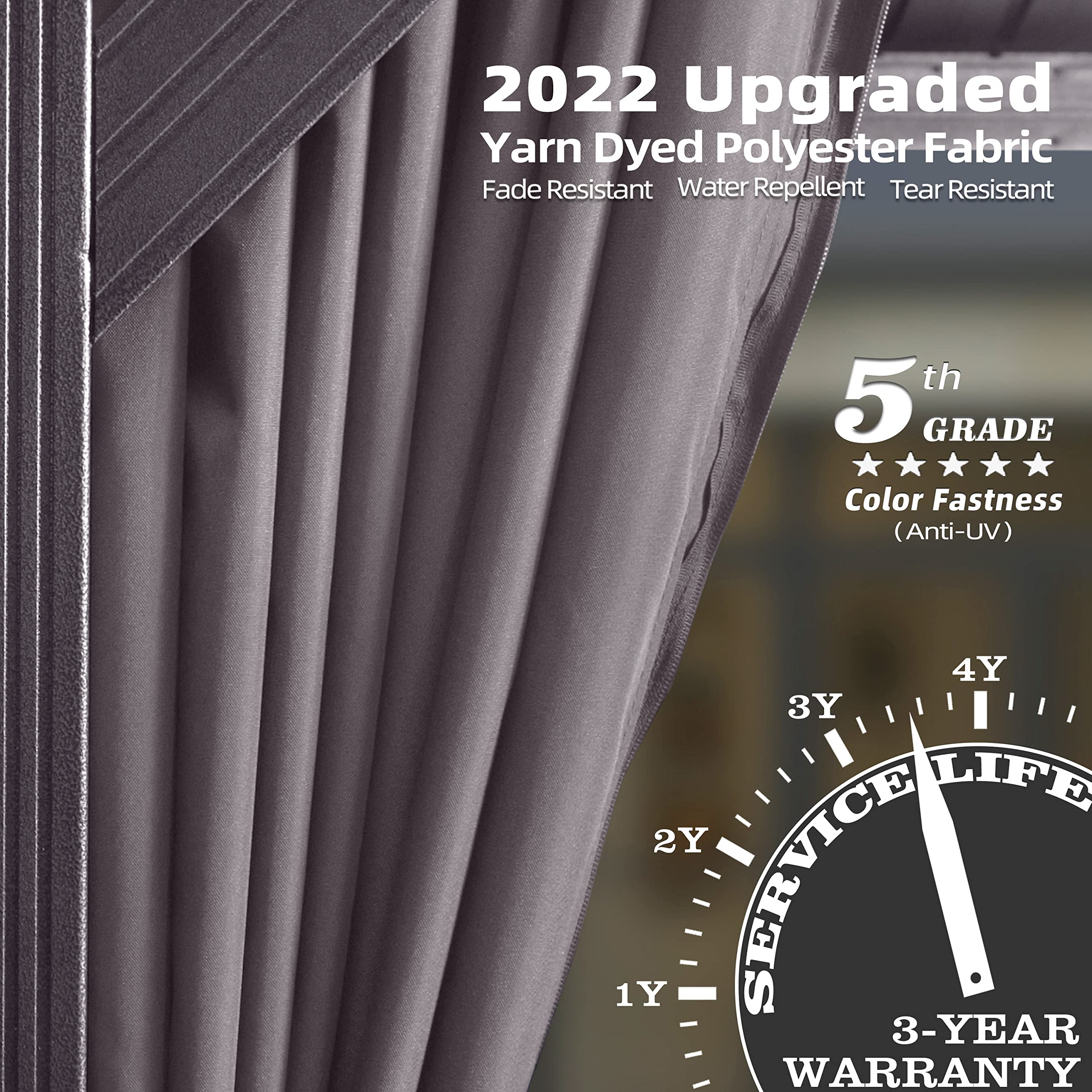 【Gazebo】12'x20' Permanent Hardtop Gazebo Aluminum Gazebo with Galvanized Steel Double Roof, Grey