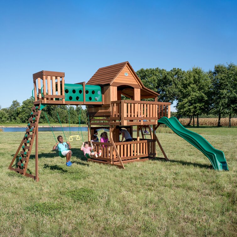 【Sports&Outdoors】Backyard Discovery Woodridge Elite All Cedar Wooden Swing Set