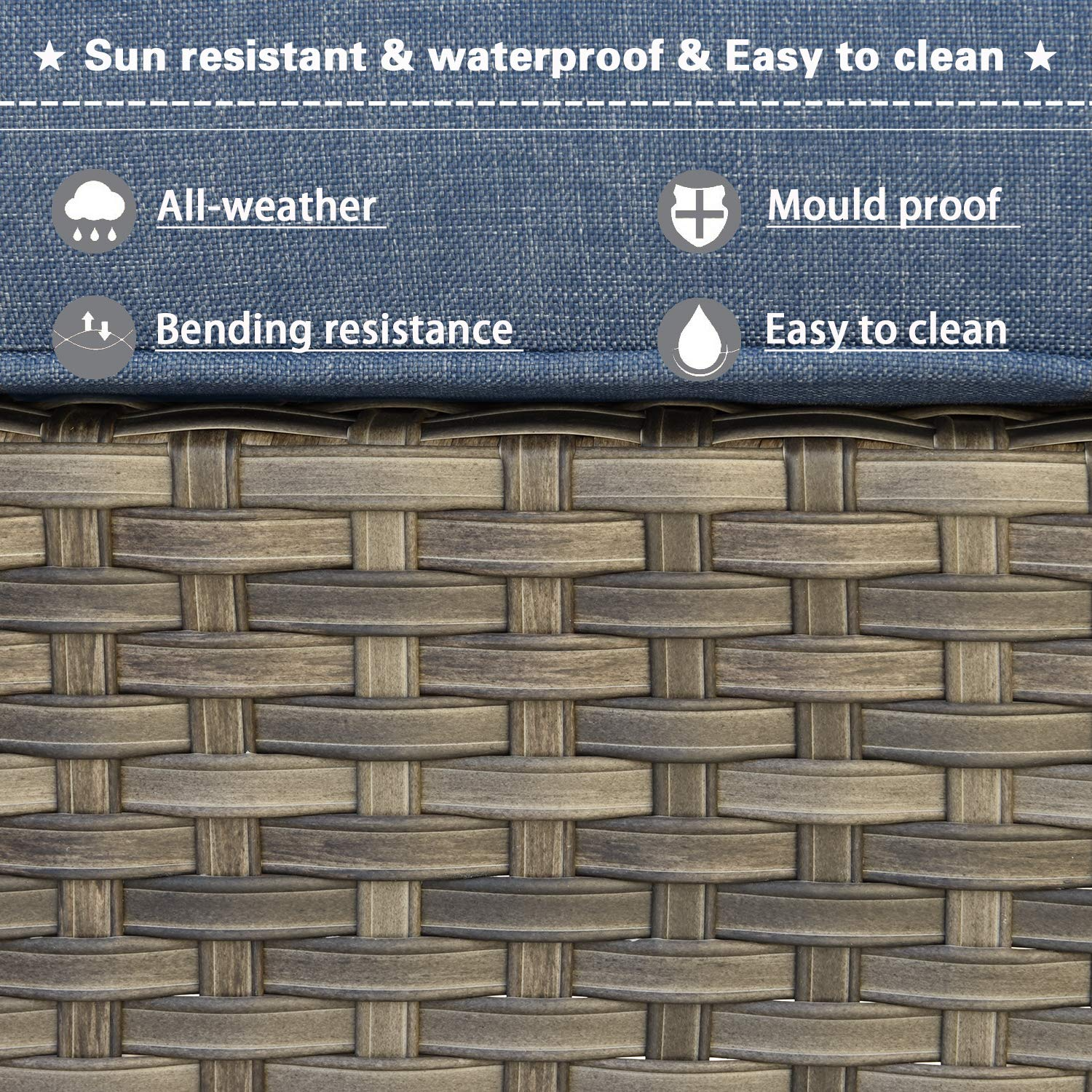 【Furniture】Patio Furniture Sets Outdoor Conversation Set All Weather Wicker High Back Couch with Ottomans