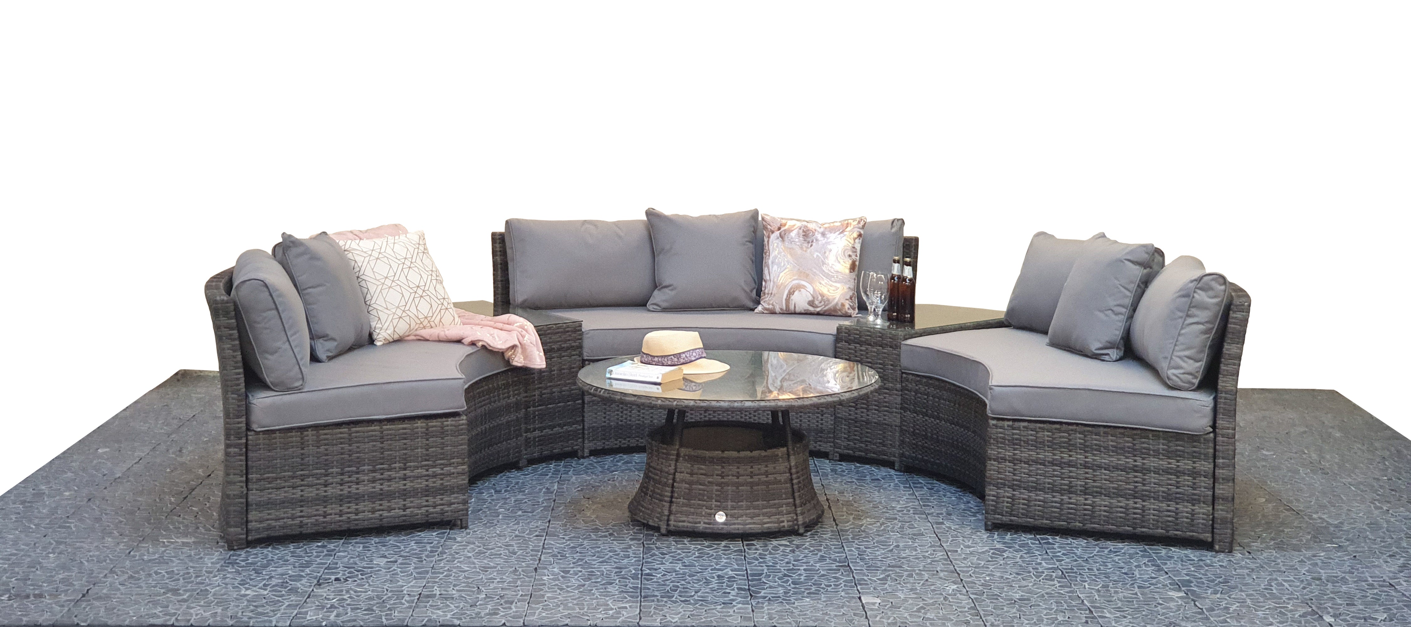 【Home&Garden】Garden Furniture Juliet Grey Half Moon Sofa Set