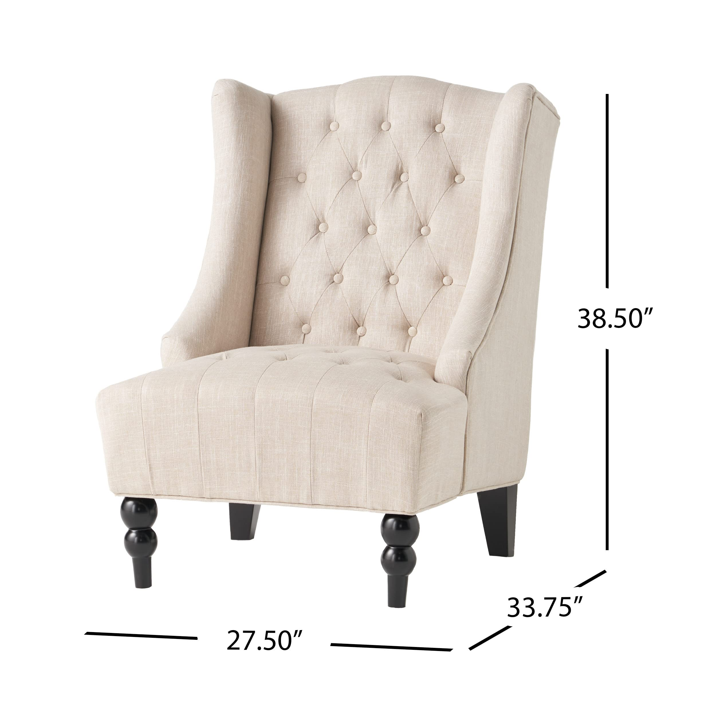 【Furniture】Great Deal Furniture Clarice Tall Wingback Tufted Fabric Accent Chair