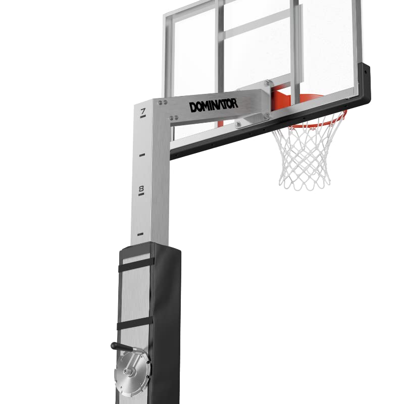【Sports&Outdoors】Dominator Inground Basketball Hoop - Adjustable Basketball Goal w/ Tempered Glass Backboard