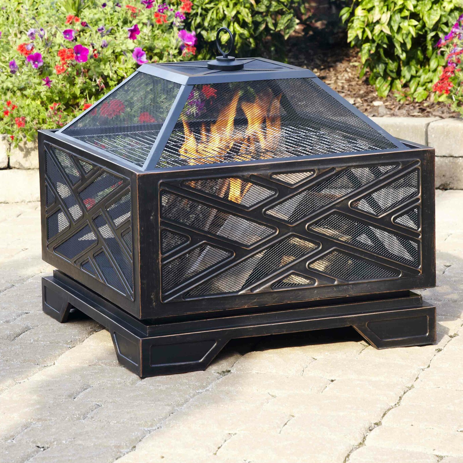 【Sports&Outdoors】Telvin 26'' H x 26'' W Steel Wood Burning Outdoor Fire Pit with Lid