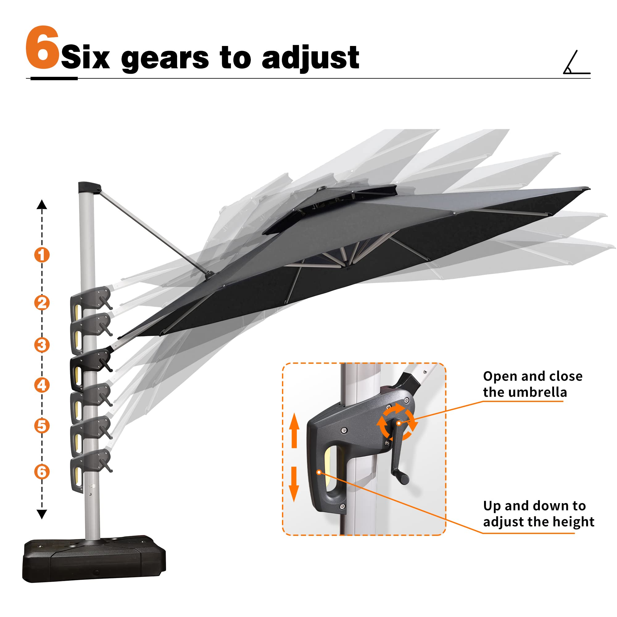 【Home&Garden】13 Ft Double Top Round Deluxe Patio Umbrella Offset Hanging Umbrella Outdoor Garden Umbrella